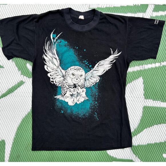 American Vintage Other - Vintage African Lion Safari Owl Graphic T-Shirt Cambridge Canada Black Tee Large